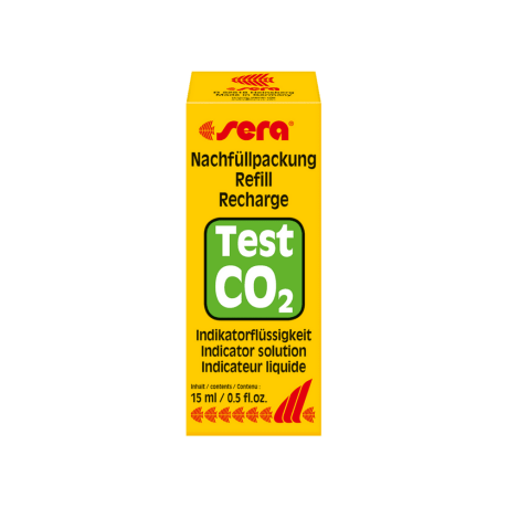 sera Teste CO2 - Recarga duração foi desenvolvido para a verificação permanente da concentração de CO2 no aquário. O recipiente do reagente pode-se esconder facilmente no aquário. Pode ler facilmente a concentração correta de CO2.