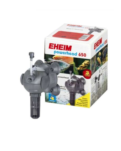 Powerhead Eheim 650, uma bomba de circulação com cabeça esférica que pode ser rodada para o fluxo da aqua ser orientada para qualquer direção.