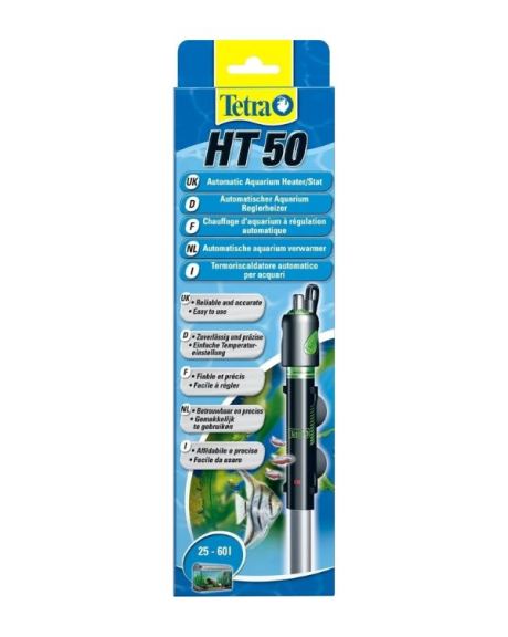 O Aquecedor Tetra HT 50 W com regulação, indicado para aquários entre 25 e 60 Litros e apenas com 50w de potência.