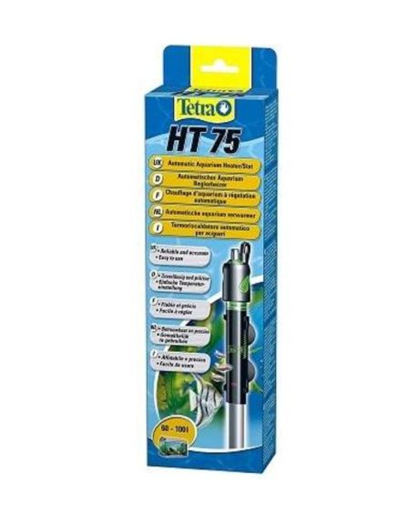 O Aquecedor Tetra HT 75 W com regulação, indicado para aquários entre 100 e 150 Litros e apenas com 100w de potência.