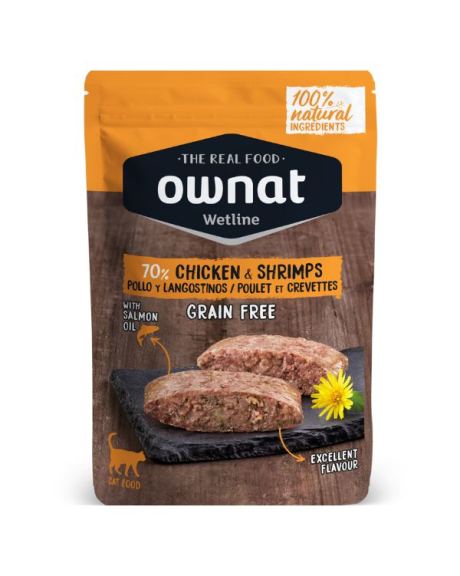 Ownat Wet Chicken & Shrimps Gato 85Gr