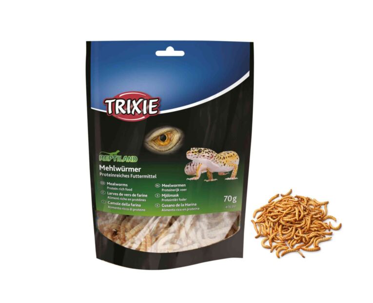 Os Tenébrios Secos são muito populares entre os répteis, é um alimento rico em proteínas essenciais para a sua boa saúde.