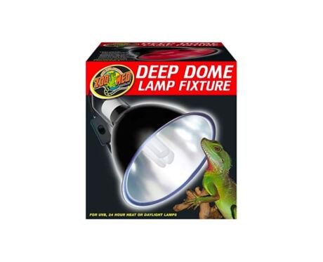 A Repti Deep Dome Lamp Fixture Zoo Med é uma fonte de luz versátil com uma cúpula de cerâmica polida que foca e maximiza a saída de luz e UV.