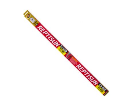 Reptisun 5.0 UVB T5 HO - Lâmpada Tubular de Alto Rendimento oferece um aumento da radiação UVB e uma luz mais brilhante, perfeita para habitats de répteis maiores.