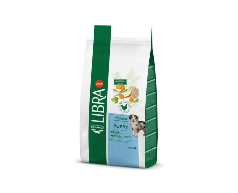 A Libra Puppy Frango é uma ração seca completa e equilibrada, formulada para apoiar o crescimento dos cachorros entre os 2 e os 12 meses.Mas também para cadelas em gestação ou lactação.