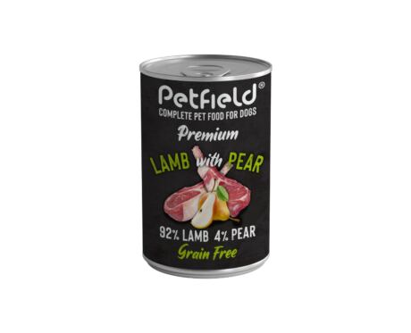 Petfield Wetfood Cão – Cordeiro e Pêra 400gr