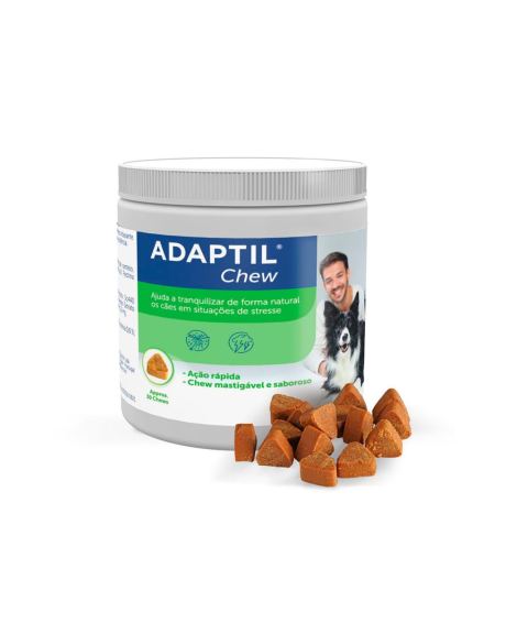 Adaptil Chew - Snacks tranquilizantes para cães  é um alimento complementar sendo forma natural e saborosa para ajudar a relaxar o seu cão em situações de stresse