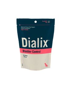 Dialix Bladder Control é um suplemento alimentar formulado em chews de elevada palatabilidade para cães com incontinência urinária.