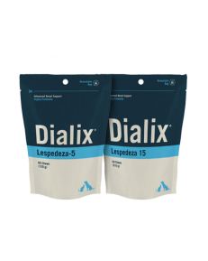 Dialix Lespedeza é um suplemento de lespedeza capitata formulado em chews de elevada palatabilidade para cães e gatos com doença renal crónica