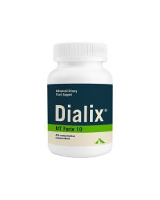 Dialix UT Forte 10 - 40 comprimidos é um suplemento Fórmula Completo Indicado para a Gestão Aguda de afeções do Trato Urinário Inferior de Cães e Gatos.