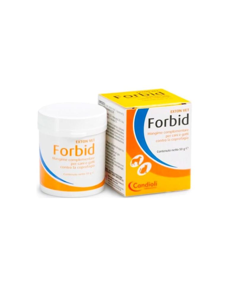 Forbid em Pó - Elimina Coprofagia é um alimento composto complementar para elimina a coprofagia, dando às fezes um sabor extremamente desagradável.