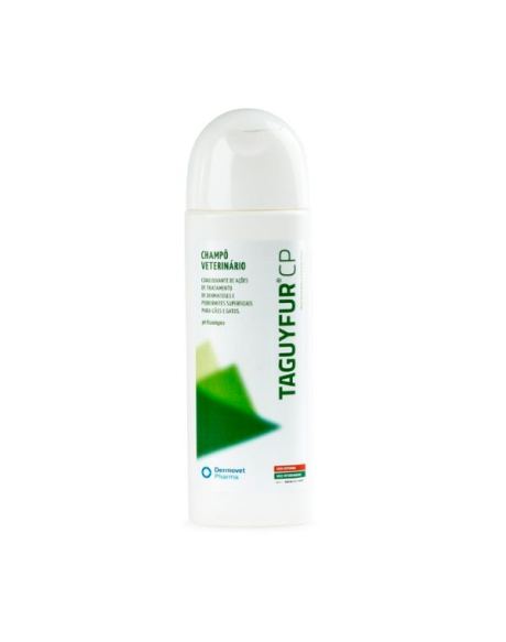 Taguyfur CP Champô - Dermatoses e piodermites superficiais é um champô veterinário indicado em situações de tratamento de dermatoses e piodermites superficiais, provocada ou não por infeção fúngica ou bacteriana, para cães e gatos.