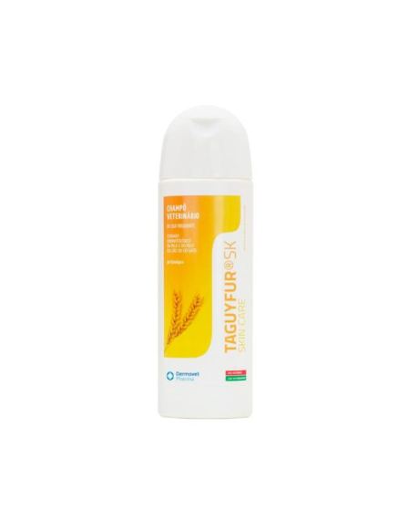 Taguyfur SK Champô Dermatológico serve para cuidado dermatológico da pele e do pelo do cão ou do gato.