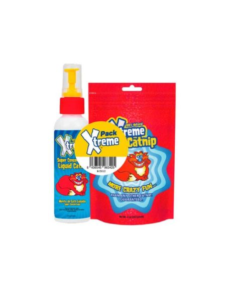 X-TREME Catnip Pack Spray + Erva feito de catnip 100% natural com alta concentração de óleos que favorece a estimulação dos gatos e seu bem-estar.