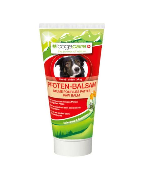 Bogacare Bálsamo Patas de Cães é um bálsamo à base de calêndula e alecrim para hidratação da pele seca e áspera para proteção contra a pele gretada, mas também danificada das almofadas plantares dos cães.