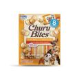 Churu Creamy Bites Cão feito com ingredientes saudáveis e de confiança. Duas texturas, portanto, cada mordida em forma de travesseiro começa com uma pasta de frango assada macia, sem grãos, conservantes, carragenina ou cores artificiais. Depois, o centro cheio com o delicioso recheio de Churu da Inaba.