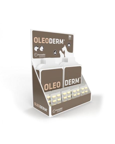 Oleoderm Cápsulas é um suplemento alimentar, em cápsulas, com nutrientes que ajudam a manter a pele e o pelo do seu patudo saudáveis, indicado para cães e gatos.