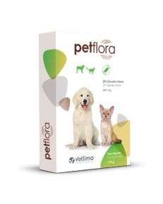 Petflora Cápsulas é um alimento composto complementar para cães e gatos que contém organismos e outras substâncias que auxiliam a função digestiva normal.