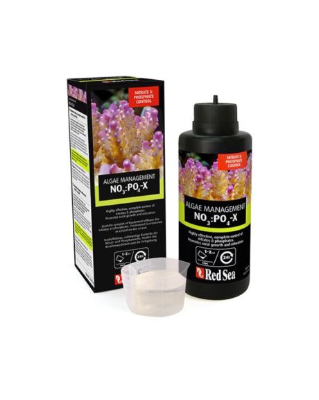 Red Sea Algae Management NO3:PO4-X é a solução original, mais segura, mais popular e melhor que fornece um método completo, seguro para recifes. Mas também controlável para redução de nitrato e fosfato.
