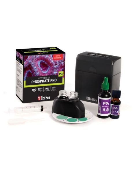 O Red Sea Phosphate Pro (PO4) Kit do Mar Vermelho é um teste colorimétrico avançado com comparador.