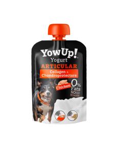 YowUp Cão Iogurtes Articular Frango 85 Gr é um iogurt para cão que inclui condroprotetores, colágeno e açafrão. Então promove a hidratação, melhora as articulações e fortalece os ossos. Além disso, fornece os nutrientes necessários para o seu peludo, que junto com o frango, torna-se um alimento que eles adoram.