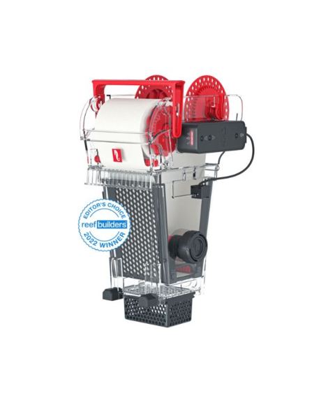 O ReefMat é um filtro de rolo de lã inteligente plug & play. Totalmente automatizado e que mantém o cristal de água do aquário limpo por semanas a fio.