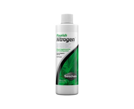 Seachem Flourish Nitrogen é uma mistura concentrada (15.000 mg/L) de fontes de nitrogênio.