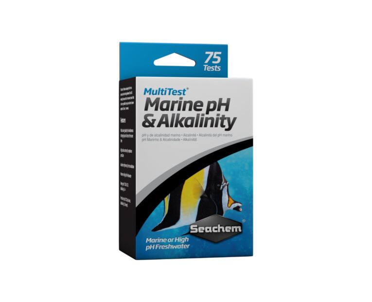Este kit Seachem MultiTest Marine pH & Alkalinity apresenta um corante exclusivo que apresenta uma mudança de cor pronunciada entre 8,0 e 8,3, tornando-o numa fácil leitura nessa faixa crítica.