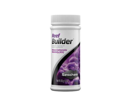 Seachem Reef Builder aumenta a alcalinidade do carbonato (KH) sem afetar imediatamente o pH.