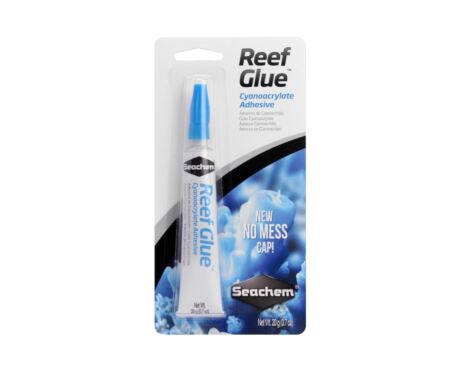 Seachem Reef Glue é um gel de cianoacrilato superior para colar e montar fragmentos e colônias de corais em rochas ou tampões de recife.