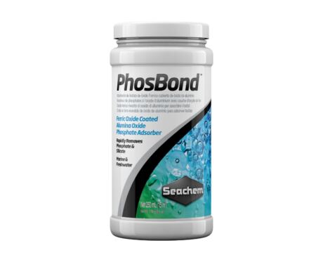 Seachem PhosBond é um novo produto revolucionário que combina as capacidades de remoção de fosfato do óxido de alumínio e do óxido férrico granular em um material singular formando um efeito sinérgico.