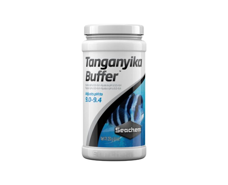 Seachem Tanganyika Buffer é uma mistura de sais de carbonato projetada para melhorar o ambiente natural dos ciclídeos, aumentando a alcalinidade, a dureza do carbonato, a capacidade tampão e o pH.