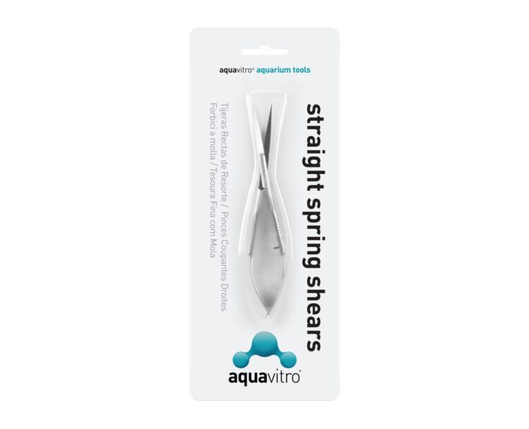 Tesoura Recta de Recorte Aquavitro ideal para aparar folhas e caules mais pequenos, como gramíneas, mais perto do fundo do aquário.