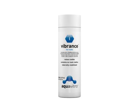 Aquavitro Vibrance é uma fonte de iodeto de potássio altamente concentrada (10.000 mg/L) naturalmente estabilizada para aquários de recife que irá restaurar e manter os níveis de iodeto aos encontrados na água do mar natural.