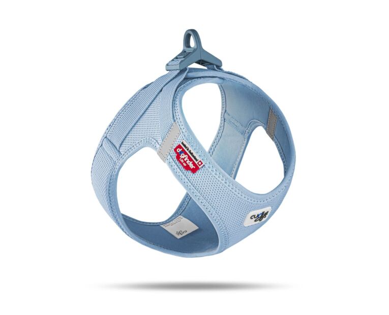 Peitoral Curli Clasp Vest Air-Mesh Azul Claro indicado para cães pequenos e médios.