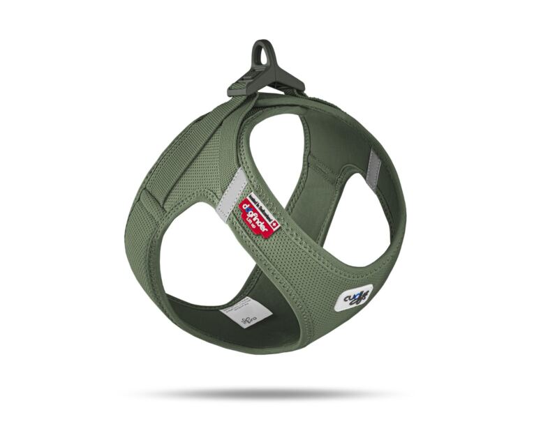 Peitoral Curli Clasp Vest Air-Mesh Verde Escuro indicado para cães pequenos e médios.