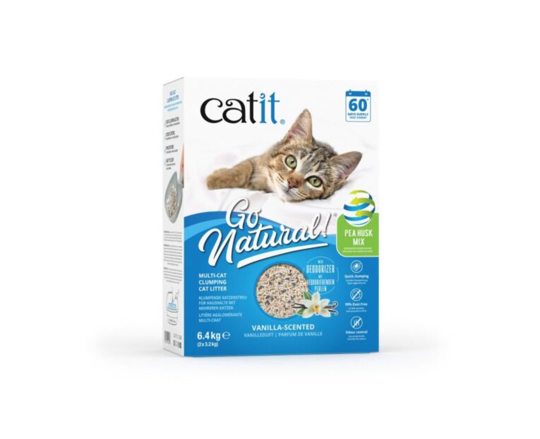 Areia Mix Bentonite e Casca de Ervilha - Catit Go Natural ao contrário de muitas areias minerais para gatos