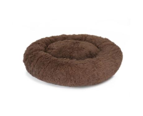 A Cama Donut Anti-Stress Castanha é um tipo de cama para pets, geralmente projetada para cães ou gatos, em formato circular.