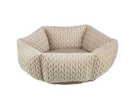 Cama Redonda Livia Bege é um acessório ideal para o descanso de cães e gatos.