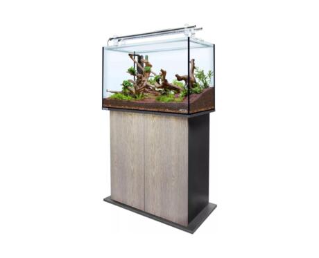 O Aquário Sera AquaTank com Móvel Silver Oak tem as condições ideais para a configuração de um aquário comunitário ou de um aquário de biótopo.