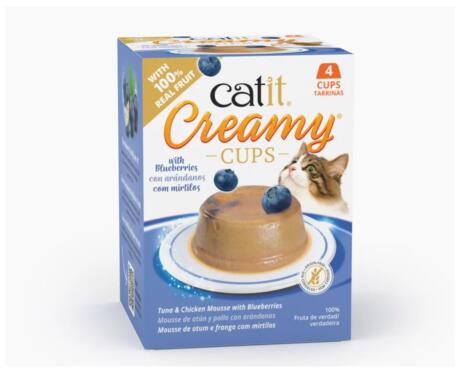 Catit Creamy Cups – Mousse Cremosa de Frango e Atum com Mirtilos