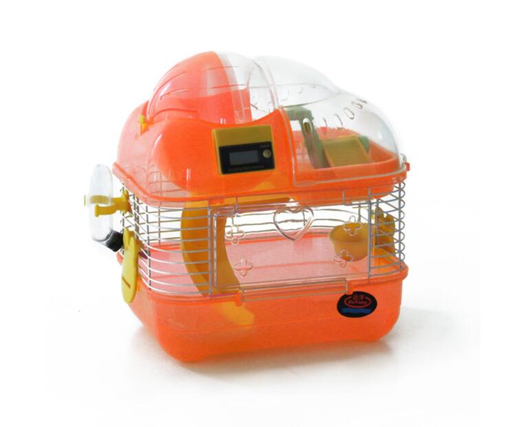 Gaiola para hamsters com contador de voltas laranja