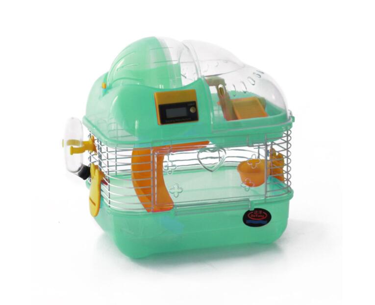 Gaiola para hamsters com contador de voltas verde