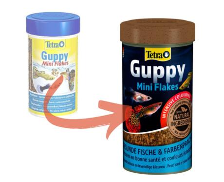Embalagem de Tetra Guppy Mini Flakes