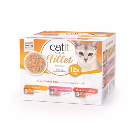 O Catit Cuisine Fillet Pack Frango é uma linha premium de comida húmida para gatos.