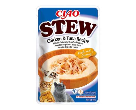 Churu Stew Frango e Atum 40 g – Suplemento Húmido Natural para Gatos