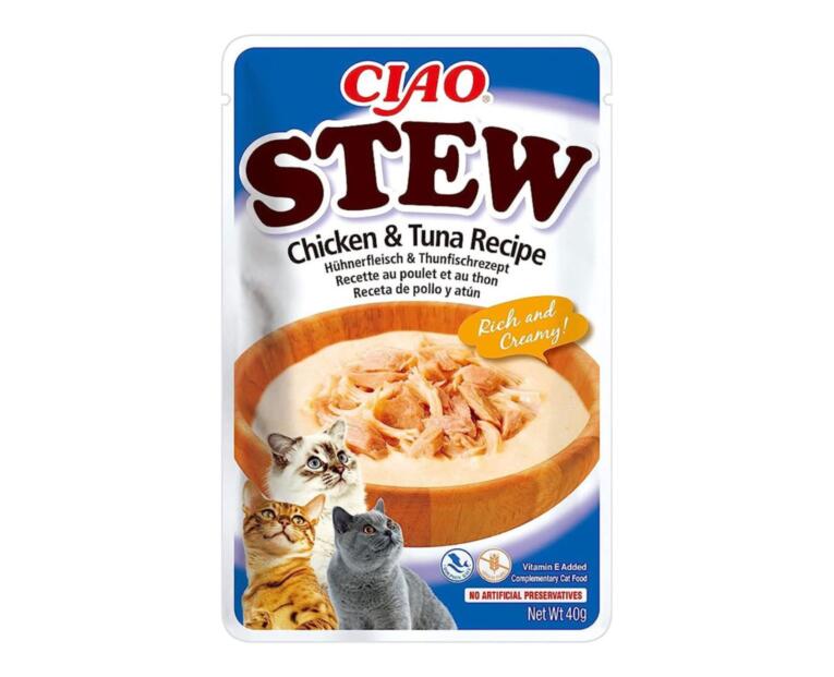 Churu Stew Frango e Atum 40 g – Suplemento Húmido Natural para Gatos