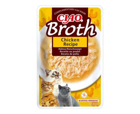 Ciao Broth Sopa de Frango 40 g – Alimento Húmido Complementar para Gatos