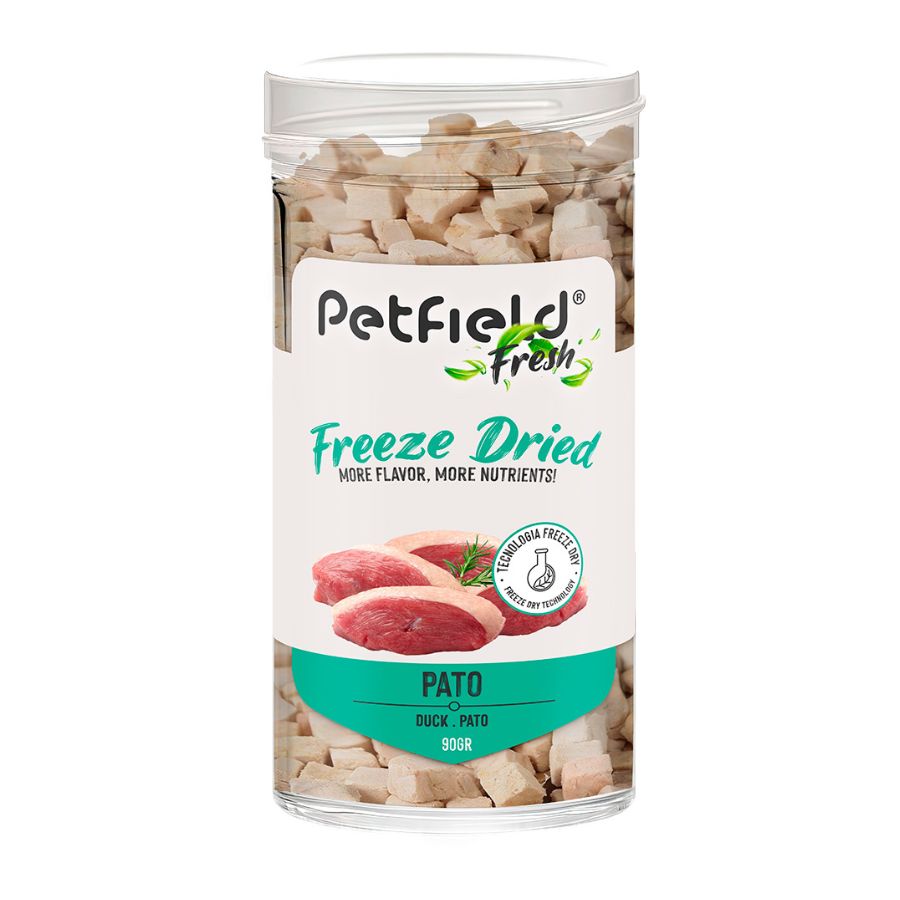 Petfield Fresh Snacks de Pato Freeze Dried 90g – Petiscos Naturais liofilizados para Cães