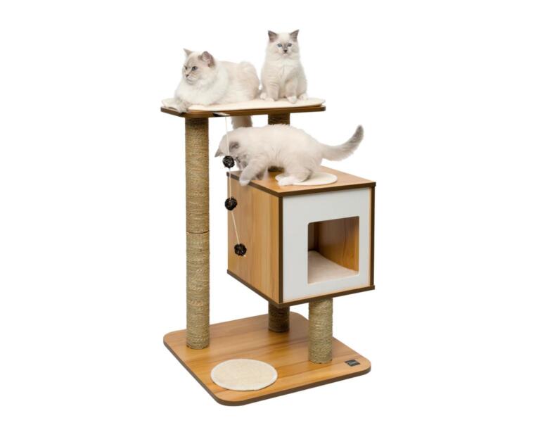Arranhador Vesper Nogal Catit com esconderijo para gatos